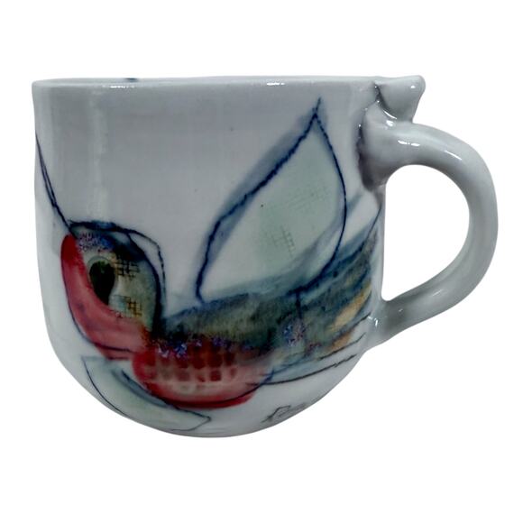 Jim Reno Pottery Dewittville NY Signed Pottery Coffee Mug White Sea Turtle - Picture 2 of 10